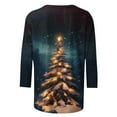 thumbnail image 5 of asdoklhq Fall Tops for Women 2025 Christmas Fashion Women's Casual Print Round Neck 3/4 Sleeve T-shirt Top Blouse Multicolor M, 5 of 5