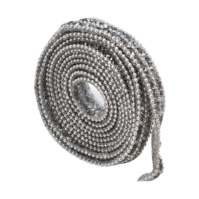 Rhinestones Banding, Wide Application Pretty Design Easy Fixing Rhinestone Trim With Glue For DIY Gold,Transparent Gray