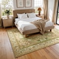 thumbnail image 2 of Toyoso 9x12 Extra Large Tea Green Rug - Gold Medallion Traditional Silicone Area Carpet, 0.25" Slim Low-Pile Machine Washable Non-Slip Area Rug for Master Bedroom and Large Great Rooms Decor, 2 of 9