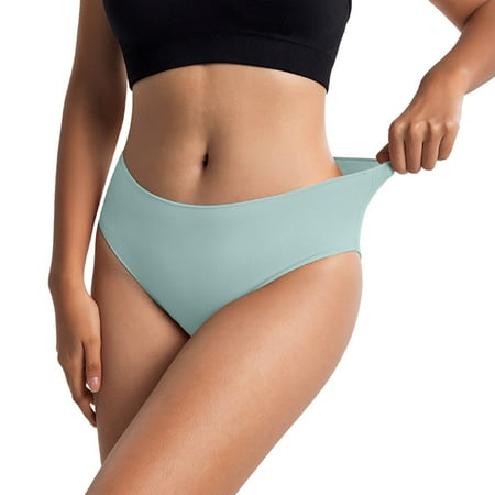 Xiaoxatg Sexy Panties for Women Women s Plus Size Mid High Waist Mesh Briefs Solid Color Crotch Underwear Panties Breathable Panties for Women