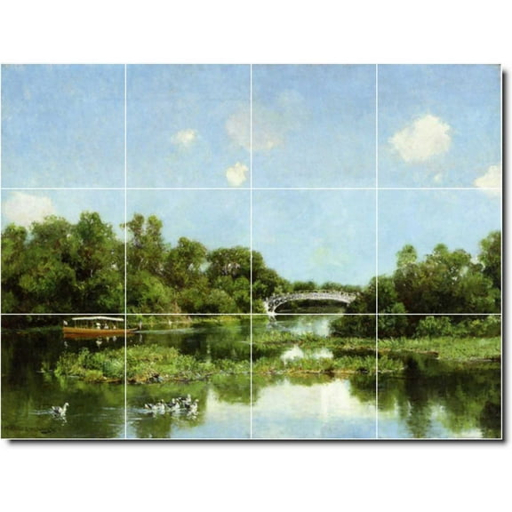 Ceramic Tile Mural-Hugh Bolton Jones Waterfront Painting 225. 17" w x 12.75" h using (12) 4.25 x 4.25 ceramic tiles