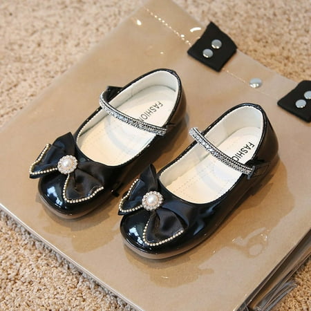 

QIIBURR Baby Girl Shoes Baby Girl Childrens Princess Bow-knot Shoes Soft-soled Anti-collision Soft-soled Small Leather Shoes