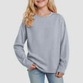 thumbnail image 2 of Splozh Long Sleeve Shirt Cotton Girls Toddler Girls Long Sleeve Shirts Soft Cotton Tees Baby Girl Crewneck Basic T Shirts Tops Grey,14-15 Years, 2 of 5