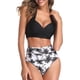 thumbnail image 2 of Traje de baño vintage para mujer, bikini retro de dos piezas con cuello halter fruncido y cintura alta, 2 of 7
