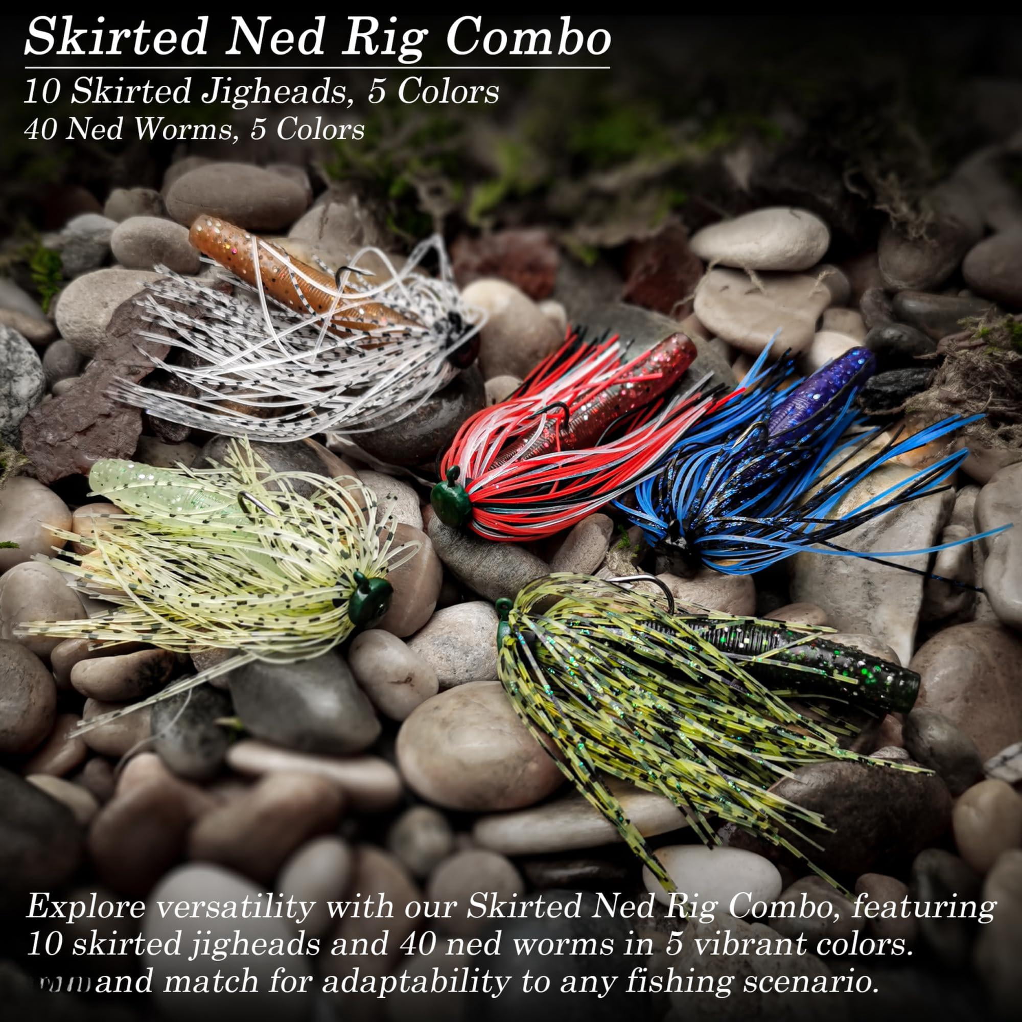 Ned Rig Jig Heads Soft Plastic Worms Fishing Lures Kit  60/50/10 Pcs Weedless Skirted Mushroom Rigs Jighead Hooks Stick Baits Bass For Freshwater Saltwater