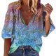 thumbnail image 1 of Camiseta de manga larga informal suelta con cuello en V para mujer a la moda Pompotops gfhjh5409, 1 of 5