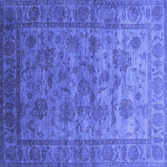 Ahgly Company Machine Washable Indoor Square Oriental Blue Industrial Area Rugs, 3' Square