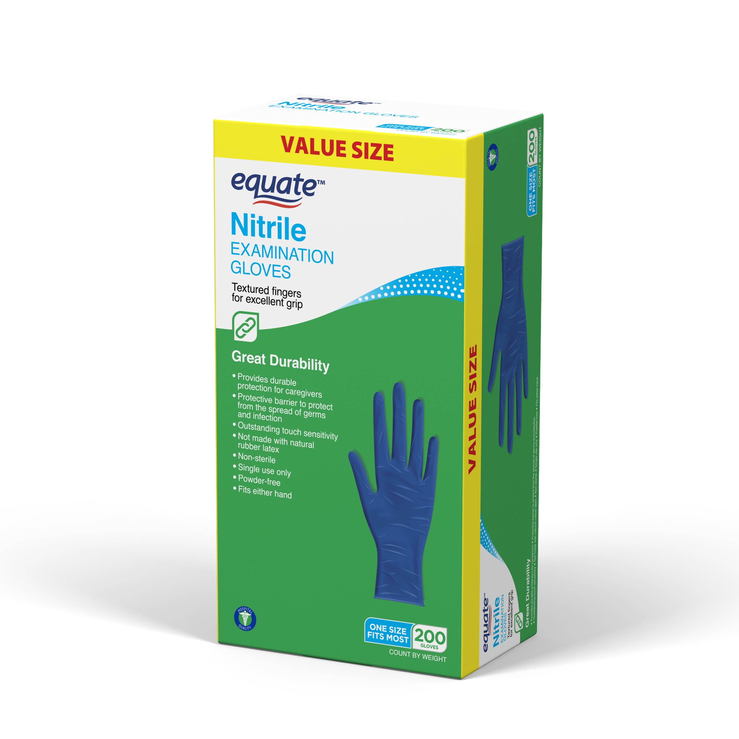 (5 pack) Equate Nitrile Examination Gloves, One Size Fits Most, 200 Count
