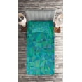 thumbnail image 2 of Ambesonne Abstract Quilted Coverlet 2 Pcs, Triangle Mosaic Design, Twin Size, Green Navy, 2 of 2