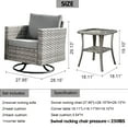 thumbnail image 6 of Ovios 3 Pieces Outdoor Patio Furniture Wicker Bistro set with Swivel Chairs and Side Coffee Table for Backyard, 6 of 6
