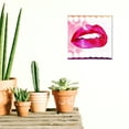 thumbnail image 2 of Wynwood Studio Fashion and Glam Contemporary Canvas Art - Pink Fancy Lips, Wall Art for Living Room, Bedroom, and Bathroom, 12 in x 12, Pink and White Home Decor, 2 of 5