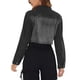 thumbnail image 3 of Chaqueta de mezclilla INSPIRE CHIC para mujeres, casual, con cremallera, recortada, lavada, negra, XL, 3 of 6