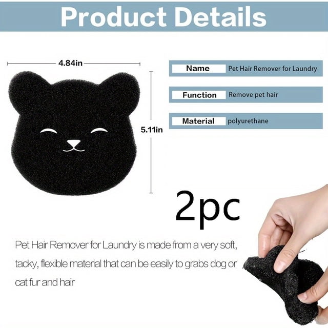 Recolector de pelusas de esponja for lavadora con forma de oso: removedor de pelo de mascotas 2 en 1 y bola de lavandería, ideal for limpiar ropa y pelos de sofás