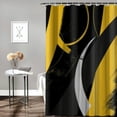 thumbnail image 2 of Orinice  Abstract Geometric Shower Curtain for Bathroom,Yellow Grey and White Striped on Black Background Fabric Shower Curtain with Hooks,Modern Aesthetic Bathroom Curtains Shower Set, 36x72, 2 of 7