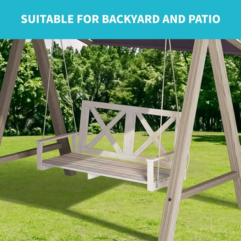 BALUS Outdoor Wood Swing, Garden Swings with 2-3 Seat for Adults