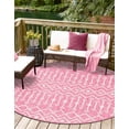 thumbnail image 7 of Unique Loom Outdoor Trellis Collection Area Rug - Tribal Trellis (4' 1" Round Fuschia/Gray), 7 of 7