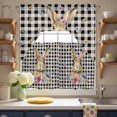 thumbnail image 3 of Easter Rabbit Swag Curtains Valance & Tier Set, Blue Purple Pink Floral Leaf Plant Black Buffalo Plaid 3 Pcs Set Kitchen Swag Valances and Tiers 36 Inch Length Rod Pocket Curtain Drapes for Bedroom, 3 of 9