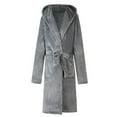 thumbnail image 2 of Men Nightgown Winter Hooded Robe Pocket Long Sleeve SPA Bathrobe, 2 of 4