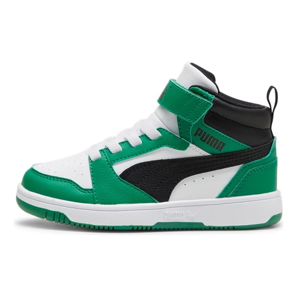 Tenis Puma Rebound V6 MID PS para Niños 17 A 21.5. 393832-V verde 18