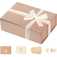 thumbnail image 1 of LIFELUM Rose Gold Gift Box 8 x 7 x 3 Christmas Gift Box with Magnetic Lid Bridesmaid Proposal Box Sturdy Storage Box for Presents with Lids Contains Card, Ribbon, Shredded Paper Filler (1 Pcs）, 1 of 7
