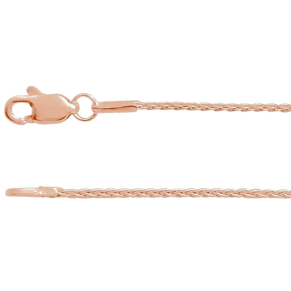 14k Rose Gold 1mm Wheat 20 Inch Chain With Lobster Clasp Chain Necklace for Women and Men