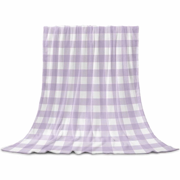 Flannel Throw Blanket for Couch Sofa Bed,Lavender Purple Grid Soft Cozy Warm Fuzzy Blanket 30x40in