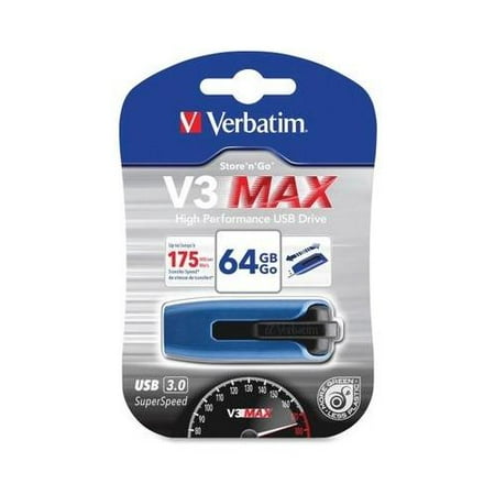 Verbatim 64GB Store 'n' Go V3 Max USB 3.0 Flash Drive - Blue VER49807 Verbatim 64GB Store 'n' Go V3 Max USB 3.0 Flash Drive - Blue VER49807