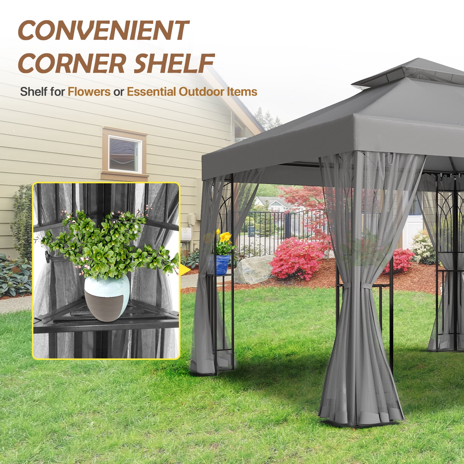 COOS BAY 10' x 10' Outdoor Patio Gazebo, Sturdy Steel Frame