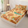 thumbnail image 2 of Homewish Kawaii Animal Capybara Zipper Full Size Comforter Sets with Fitted Sheet and 2 Pillowcases,Cute Flowers Sweet Doughnut Zipper Bedding Set For Kids,Reversible,4 Pieces, 2 of 7