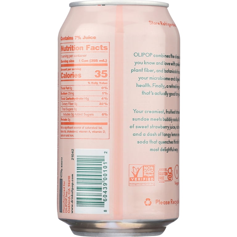 Olipop Strawberry Vanilla Prebiotic Soda, 12 fl oz, 12 Pack photo 6