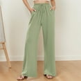 thumbnail image 2 of Travel Outfits Women Airport Women's High Waist Wide Trousers Summer Palazzo Trousers Casual Comfortable And Light Elegant With Pockets And Drawstring Sweats Pants for Women Work Casual Green S, 2 of 5