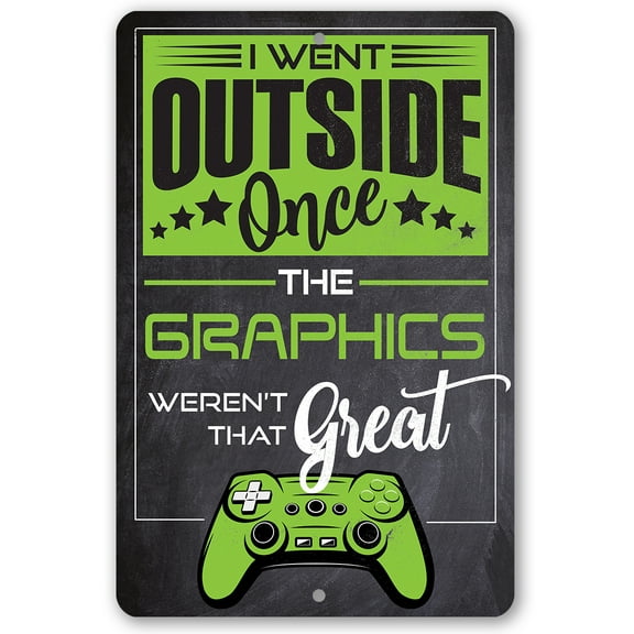 Metal Sign - I Went Outside Once - Durable Metal Sign - Use Indoor/Outdoor - Perfect Game Room and Man Cave Decor (8" x 12")