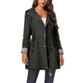 thumbnail image 5 of Women's Hooded Coat Medium Length Waterproof Jacket with Pockets Soft Shell Raincoat Zipper & Button Closure for Outdoor New, 5 of 5