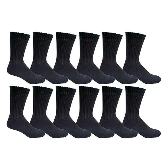 Yacht & Smith 6 Pairs Value Pack Kids Cotton Black Ribbed Crew Socks, Boys & Girls, 4-6