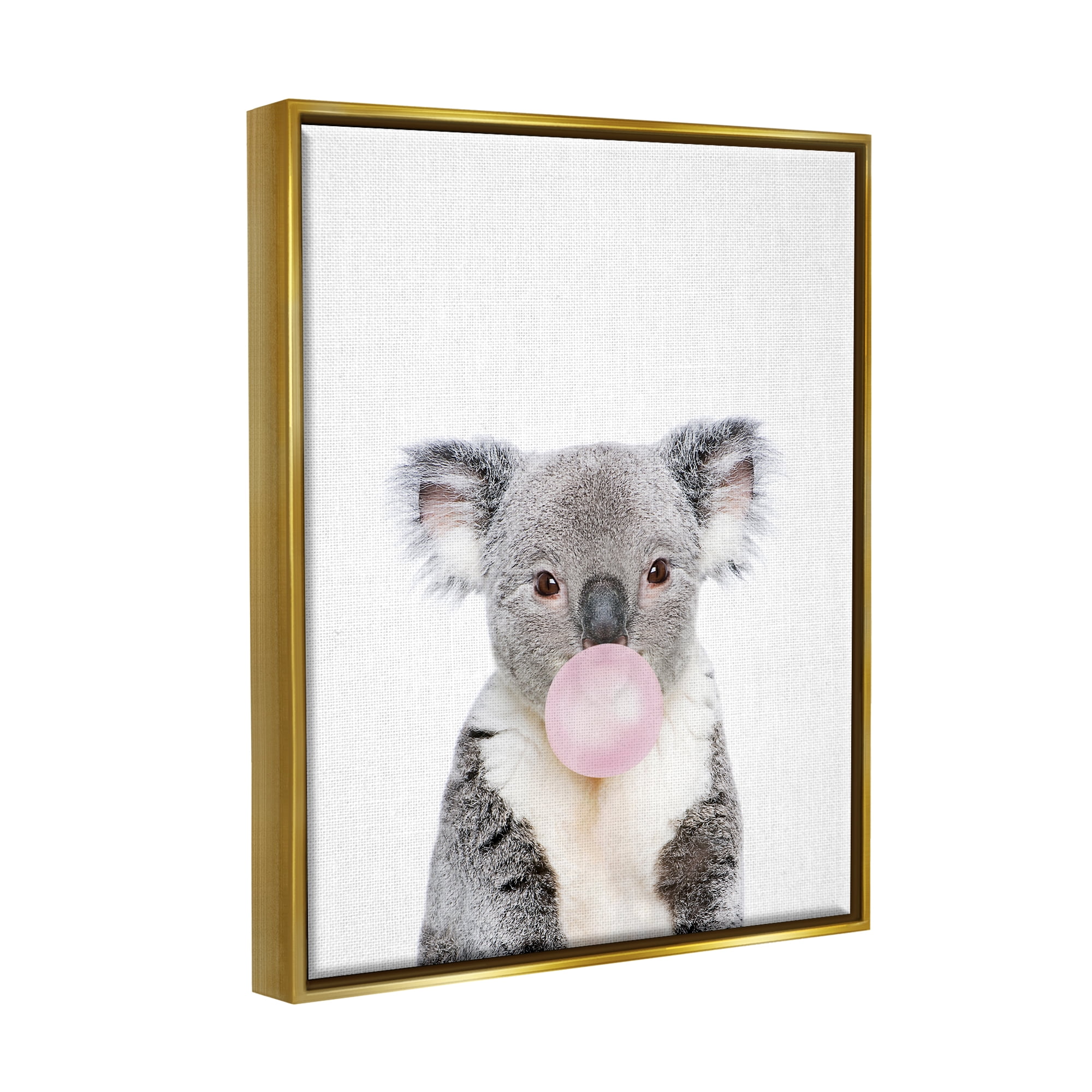 Stupell Industries Koala Bubblegum Portrait Animals & Insects Painting Gold Floater Framed Art Print Wall Art, 25 x 31