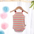 thumbnail image 4 of Fesfesfes Infant Onesie Baby Girls Sleeveless Rainbow Striped Print Suspender Romper Bodysuit Clearance Under 10$, 4 of 9