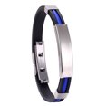 thumbnail image 2 of rygai Men Bracelet Elastic Silicone Adjustable Buckle Minimalism Polishing Ornamental Decoration Allergy-free Trendy Men Stainless Steel Bracelet Jewelry Gift,Blue, 2 of 8