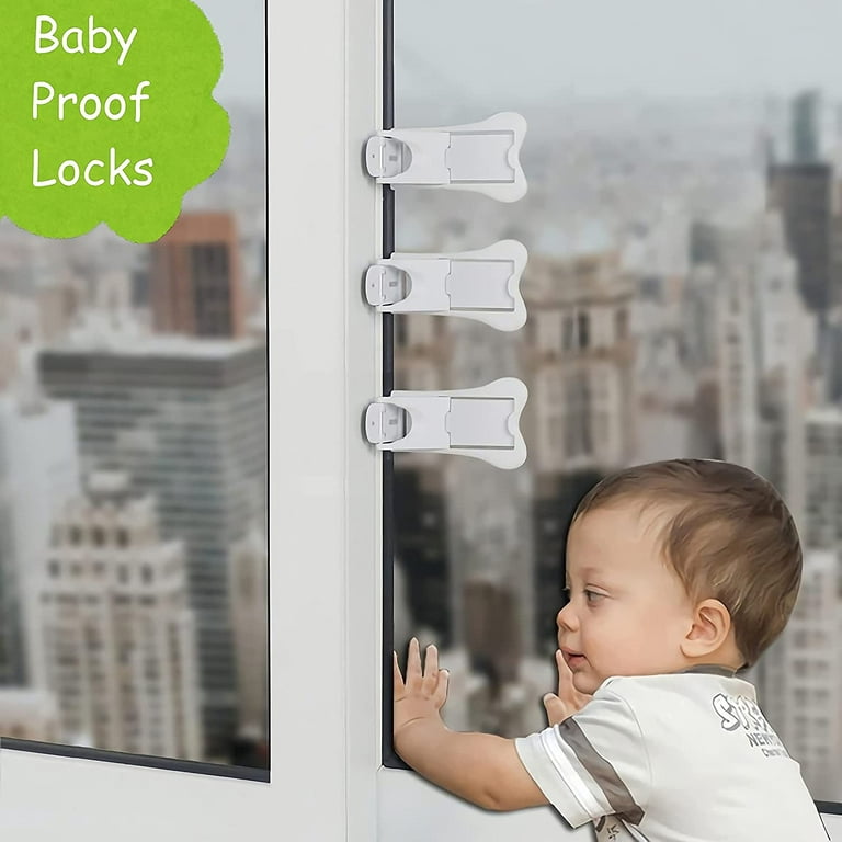 VIVEFOX Sliding Door Lock for Child Safety 16 Pack, Baby Proof Lock for  Patio, Closet, Shower, Window, Kitchen Cabinet Glass Door Latch 