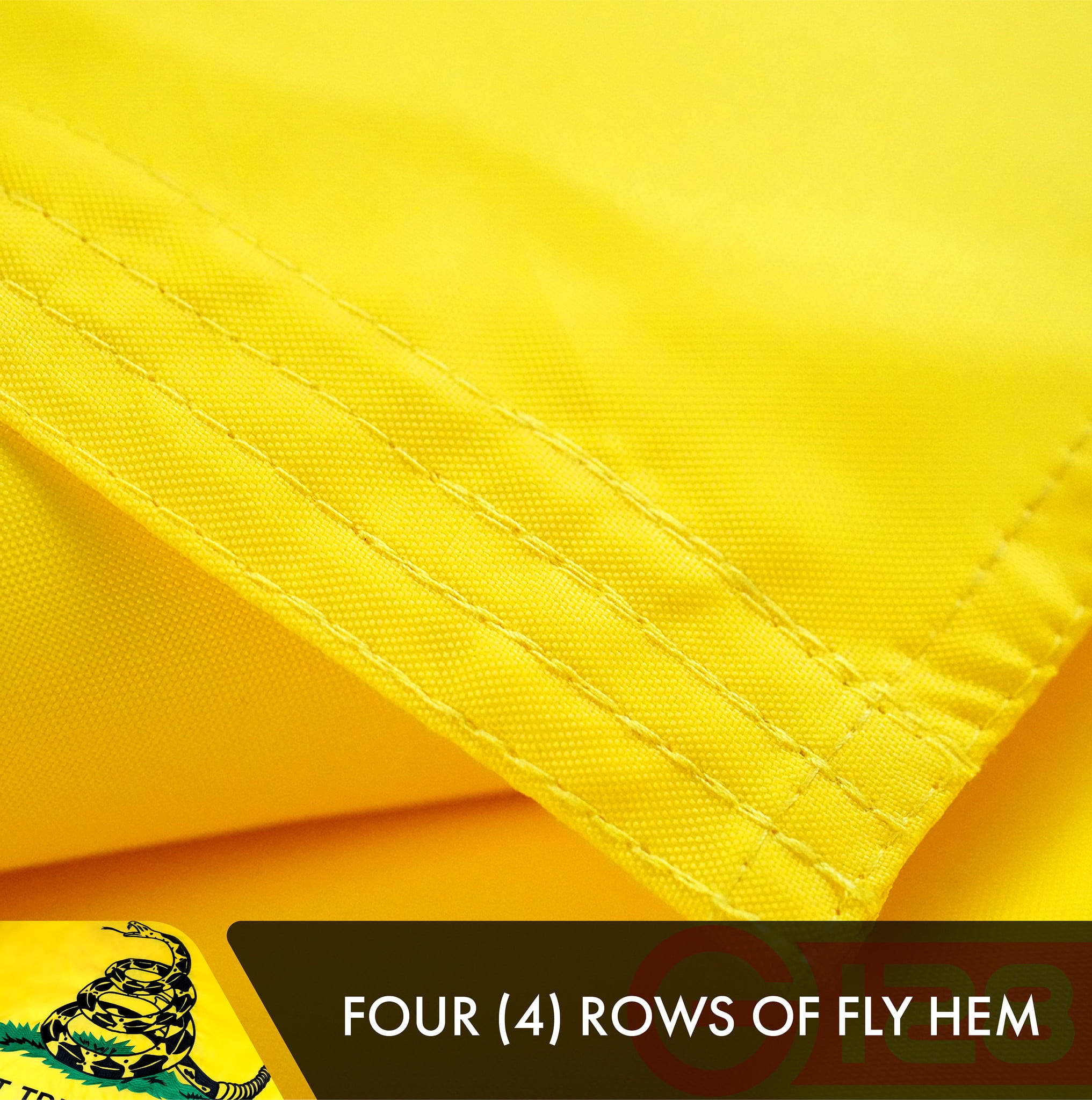 G128 - "Dont Tread on Me" (Gadsden) Flag | 3x5 feet | Double Sided Embroidered 210D - Indoor/Outdoor, Vibrant Colors, Brass Grommets, Heavy Duty Polyester, 3-ply