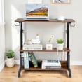 thumbnail image 2 of GZXS Portable Rolling Desk with Charging Station and Wheels, 26.4"-41.5" Height Adjustable Desk, 31.5" Computer Desk with Hooks and Shelves for Home Office, Vintage Brown, 2 of 7