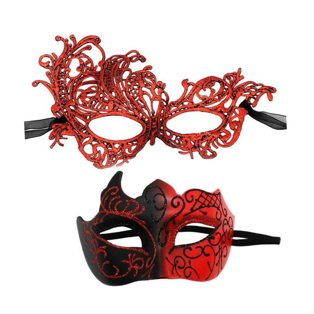 BELOVING Ensemble de Couple Masqué Oeil Tenue Confortable pour Femmes Accessoires de Cosplay Rouge