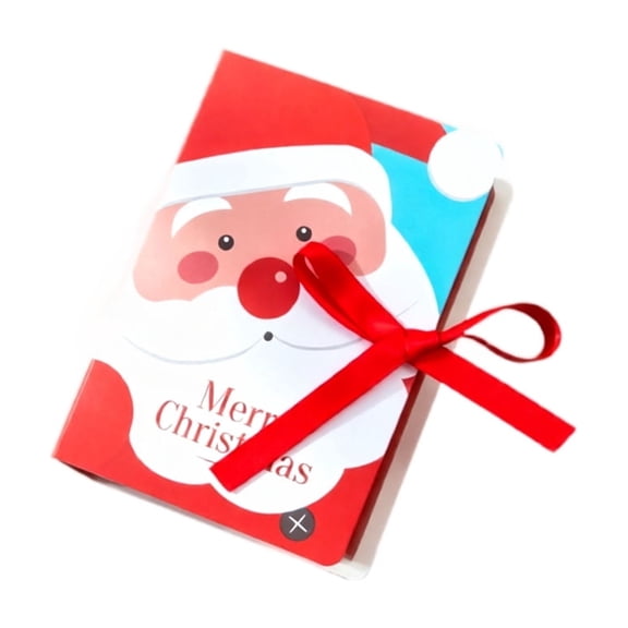 Gift Box with Lid Santa Print Book Shaped Small Christmas Box 1 Pack for Holiday Treat Candy Party Favors Holiday Gifting
