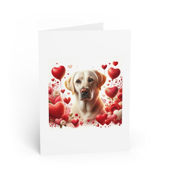 DistinctInk Greeting Card / Note Card - Valentine's Day Labrador Retriever - PACK of 10