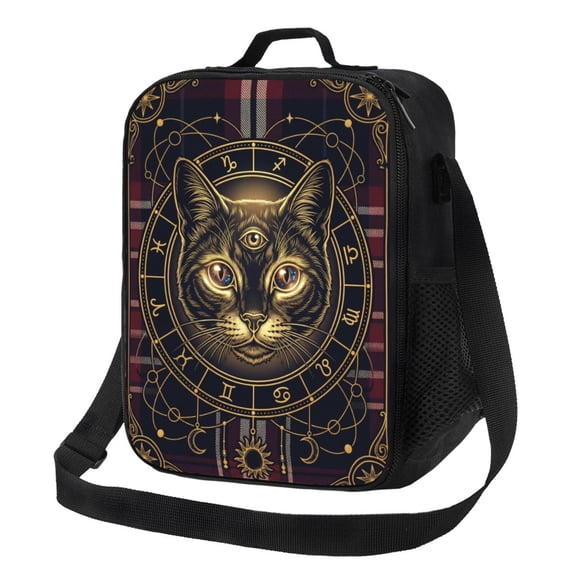 Cat Insulated Lunch Bag Reusable Lunch Box With Adjustable Shoulder Strap Cooler Tote Bag For Men Women