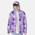 thumbnail image 4 of Goofa Violet Printed Women's UPF 50+ Sun Protection Hoodie Jacket Lightweight Long Sleeve Sun Shirt for Women with Pocket Hiking Outdoor-Small, 4 of 9