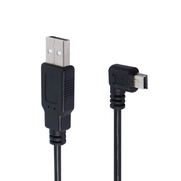 Qianrenon Cable De Extensión Mini Usb A Usb 2.0 De 90 Grados Mini Usb B De 5 Pines Macho En Ángulo Recto A Usb 2.0 Macho Cable De Dispositivos Gps De Datos De 1,5 M (Curva Derecha)