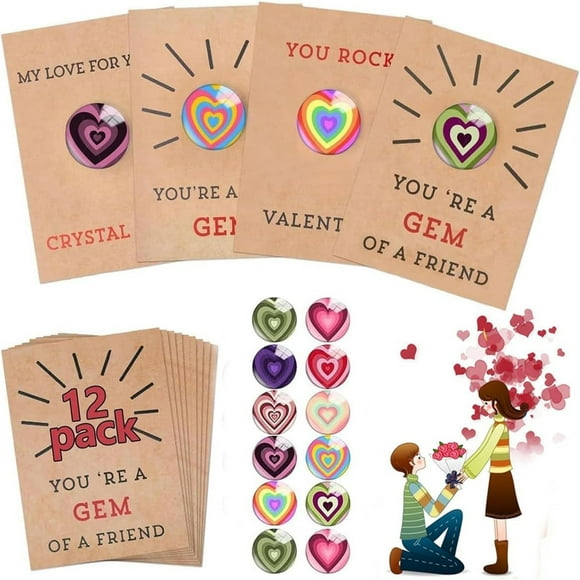 Ovzne Pack Of 12 Valentine's Day With Heart Shaped Crystals Valentine's Day Gift Exchange Classroom School Party On Clearance