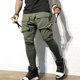 thumbnail image 2 of Pantalones de chándal multibolsillos con cremallera para hombre, pantalones ajustados de algodón para gimnasio, Fitness, moda informal, Hip-hop, 2 of 5