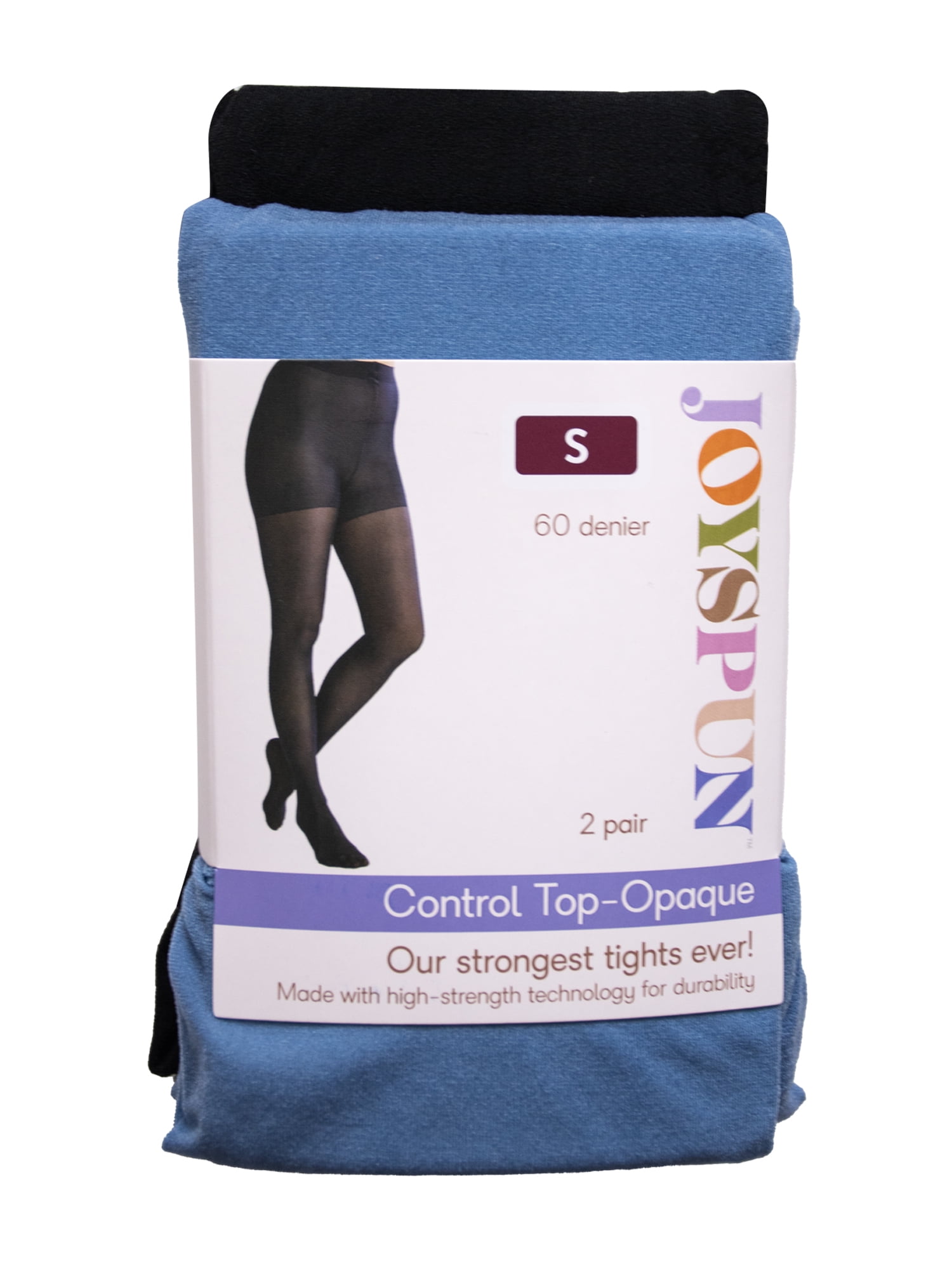 Joyspun Women's Opaque Control Top Tights, 2-Pack, Sizes S-3XL