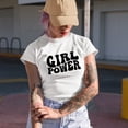 thumbnail image 2 of Girl Power, Groovy Retro Wavy Text Merch Gift, White T-Shirt, Large, 2 of 5